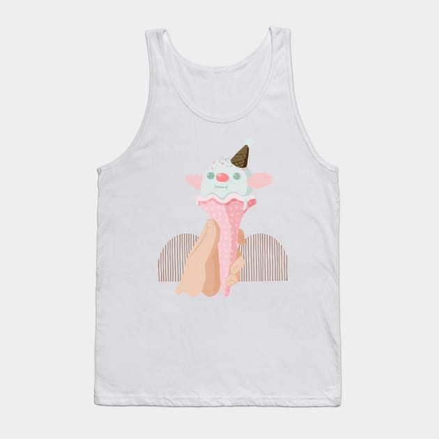 Clown Ice Cream Cone Jelly Gouache Painting Tank Top by venglehart